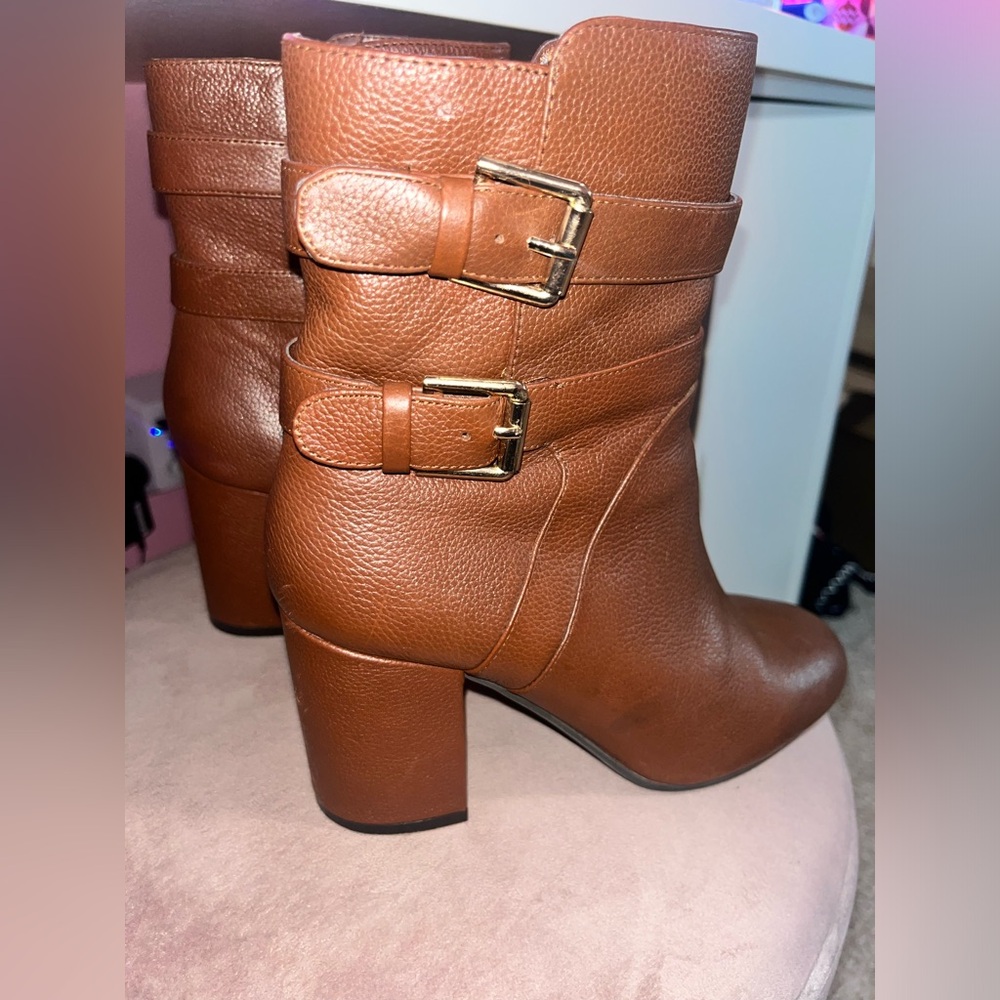 Nine West Women's Brown Leather Booties Size 7.5 - Picture 4 of 11